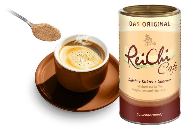 ReiChi Cafe Tasse mit Löffel und Dose